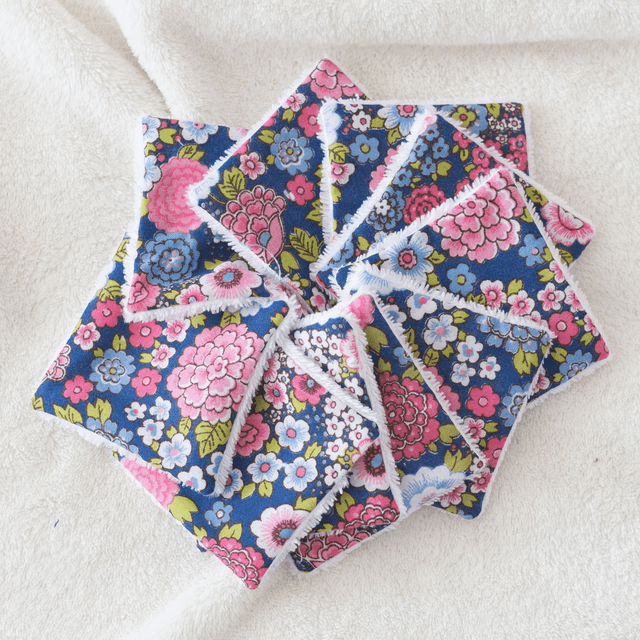 Lot de 10 cotons avec petit sac de rangement - Mini-collection Bouquet de Rose