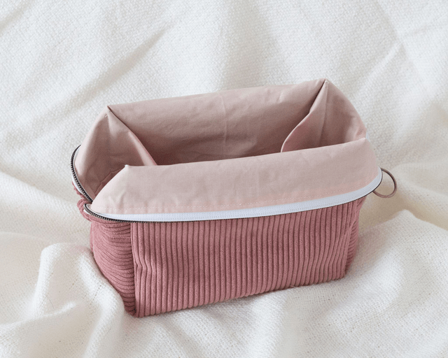 Trousse toilette velours - Vieux Rose